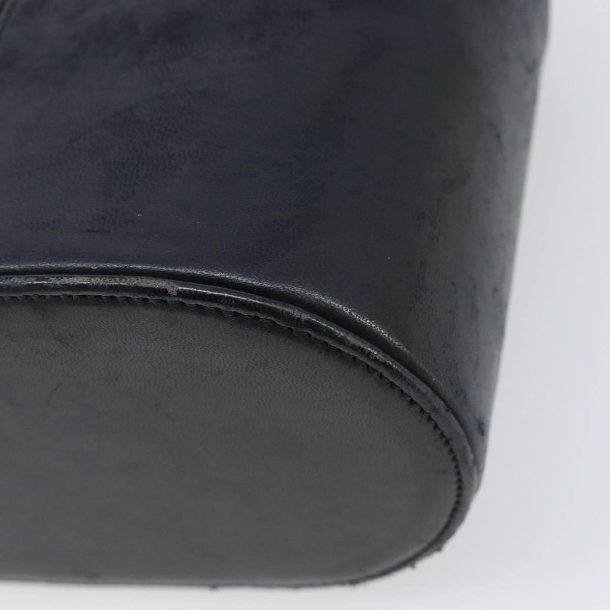 Christian Dior Chain Hand Bag Leather Black Gold Tone Auth bs37240