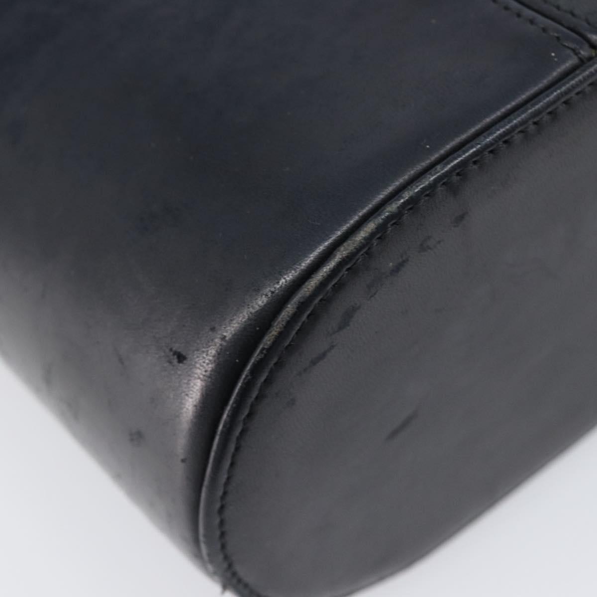 Christian Dior Chain Hand Bag Leather Black Gold Tone Auth bs37240