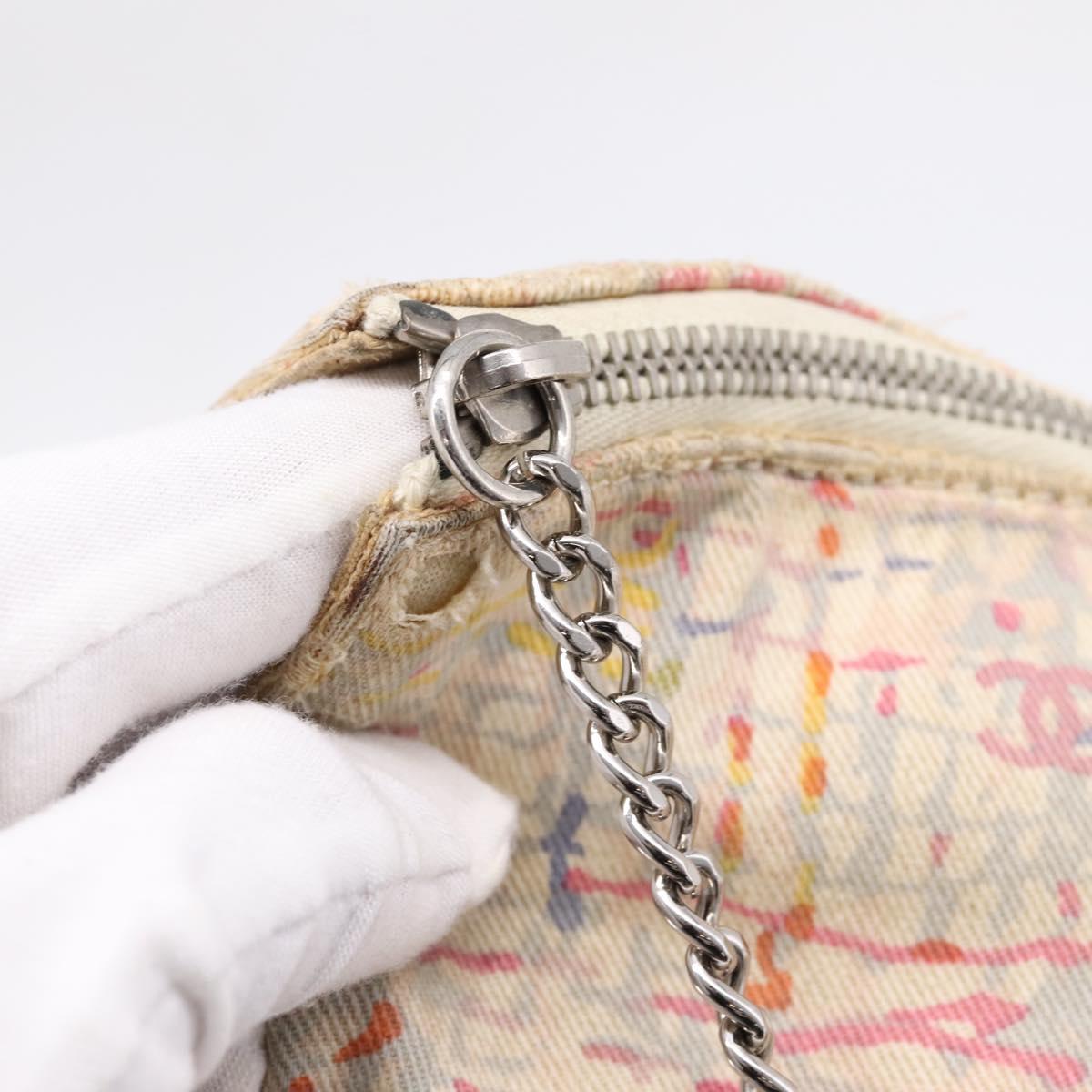 CHANEL Hand Bag Canvas 2way Pink Silver CC Auth bs37241