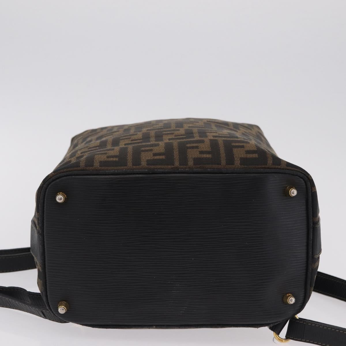 FENDI Zucca Canvas Backpack Black Gold Tone Auth bs37242