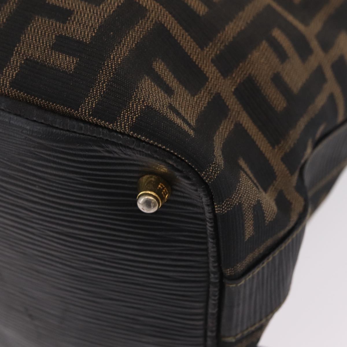 FENDI Zucca Canvas Backpack Black Gold Tone Auth bs37242