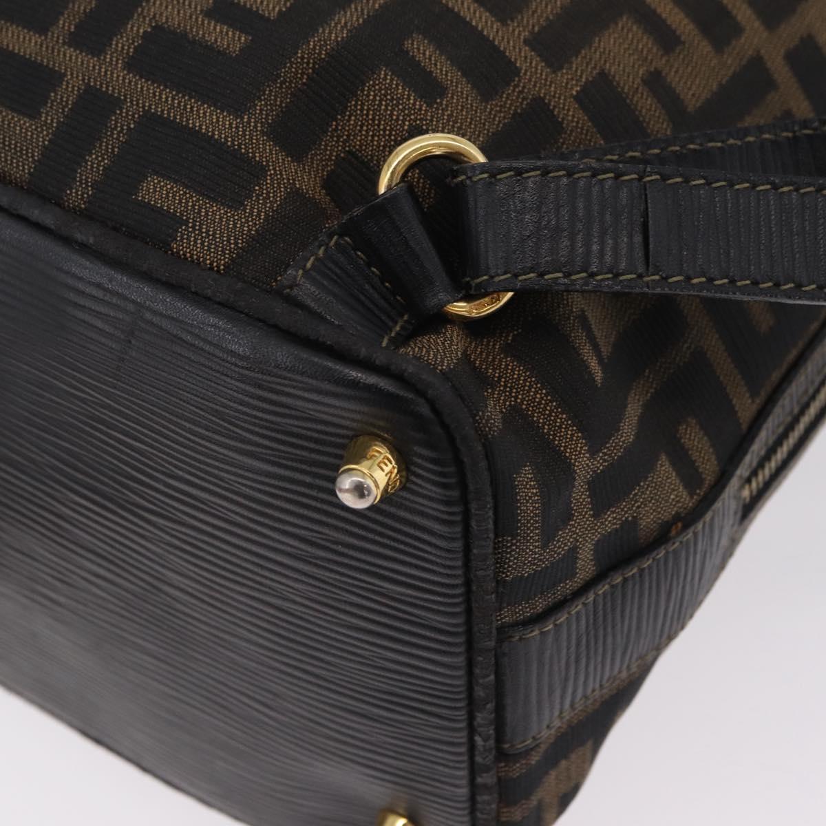 FENDI Zucca Canvas Backpack Black Gold Tone Auth bs37242