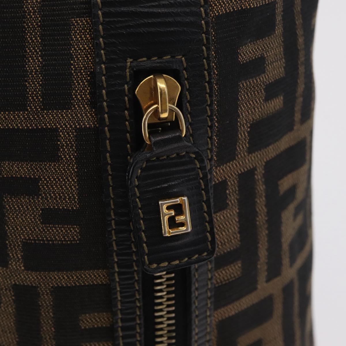 FENDI Zucca Canvas Backpack Black Gold Tone Auth bs37242
