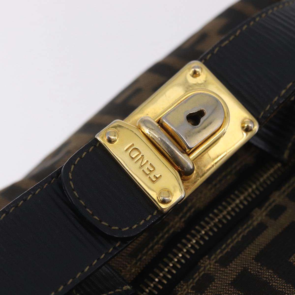 FENDI Zucca Canvas Backpack Black Gold Tone Auth bs37242
