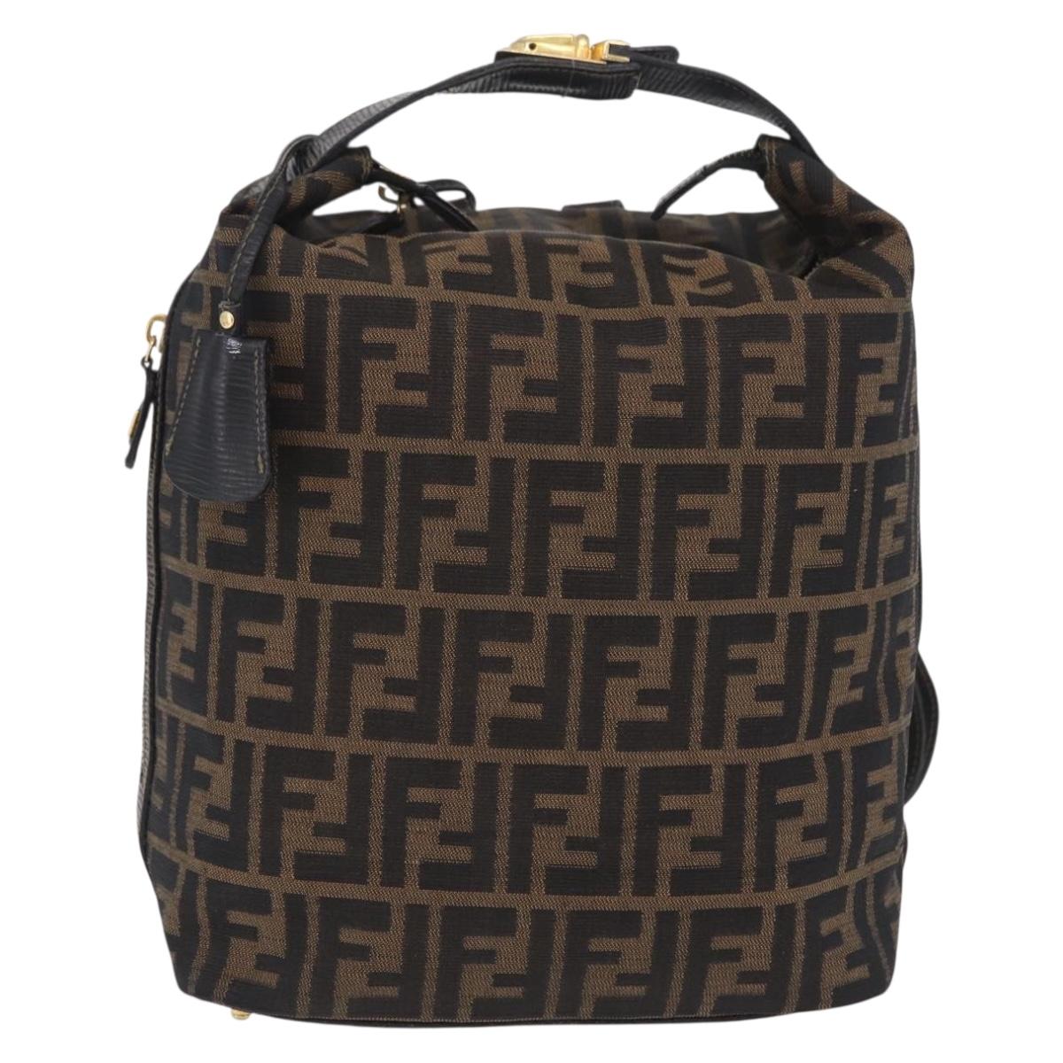 FENDI Zucca Canvas Backpack Black Gold Tone Auth bs37242