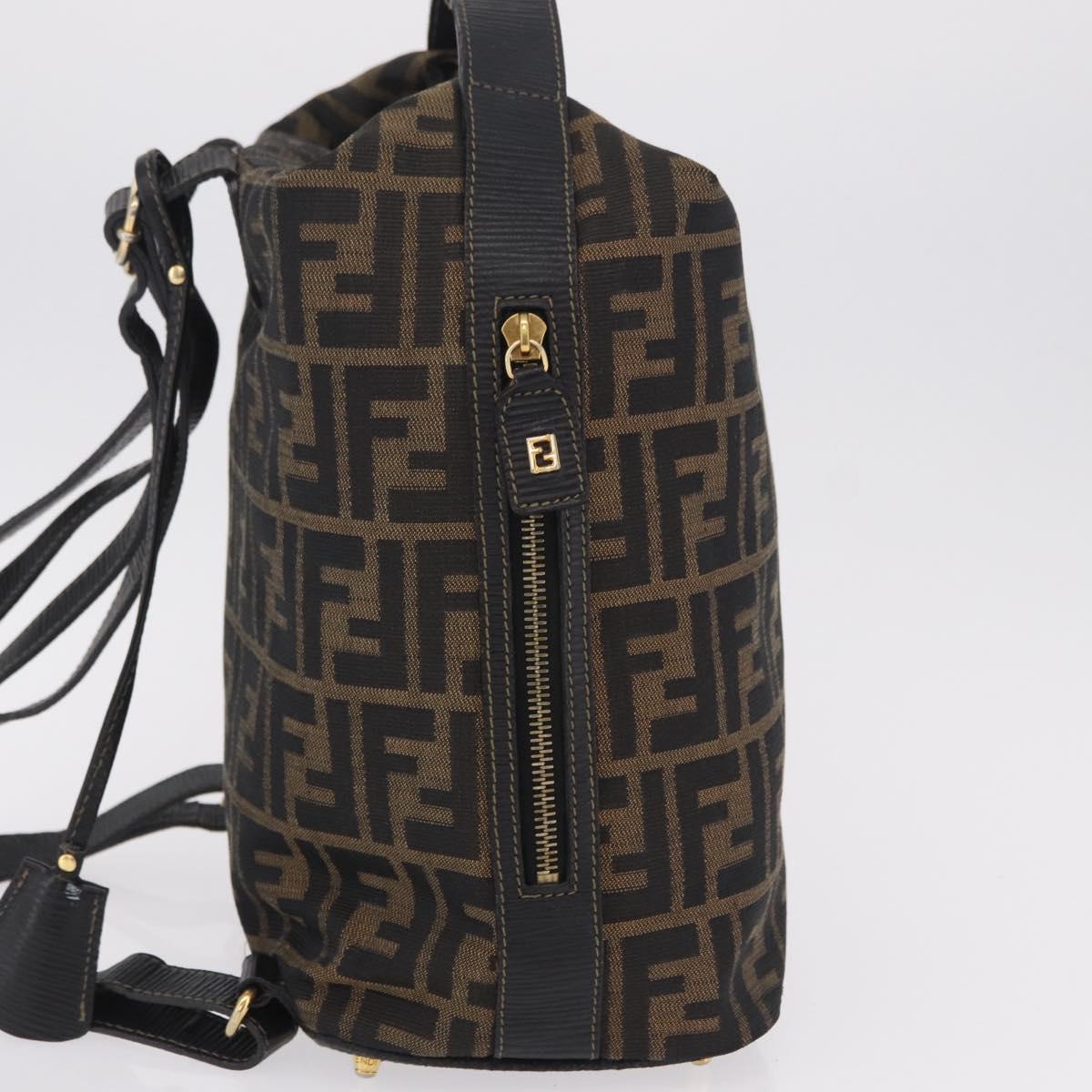 FENDI Zucca Canvas Backpack Black Gold Tone Auth bs37242