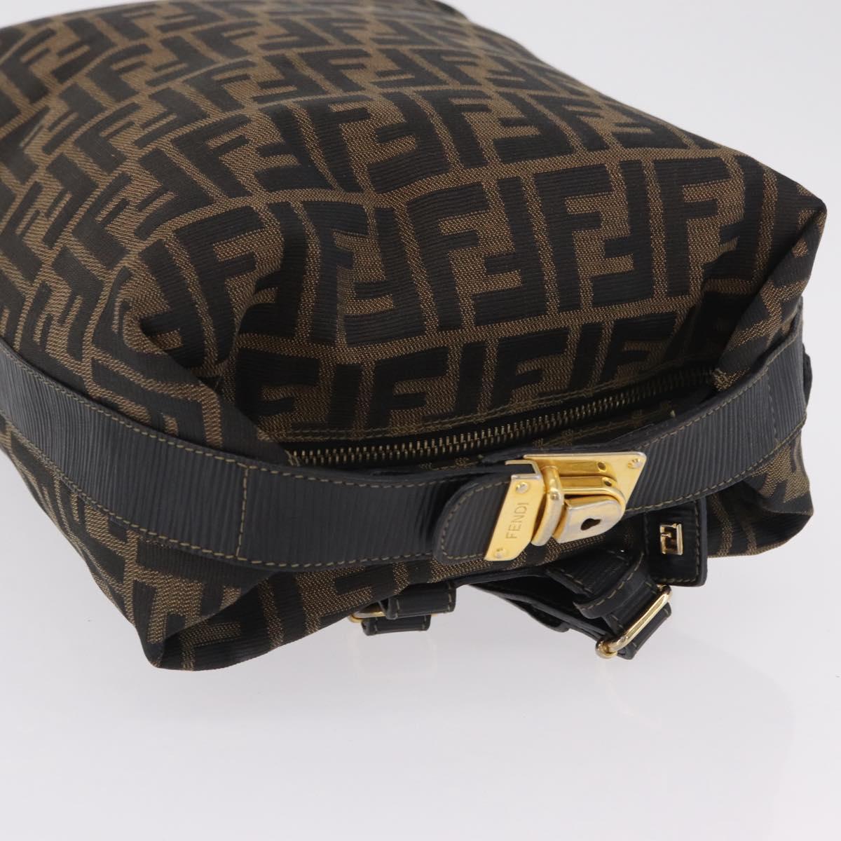FENDI Zucca Canvas Backpack Black Gold Tone Auth bs37242