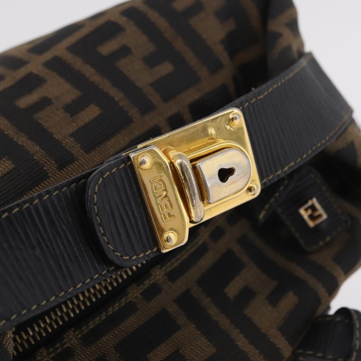 FENDI Zucca Canvas Backpack Black Gold Tone Auth bs37242