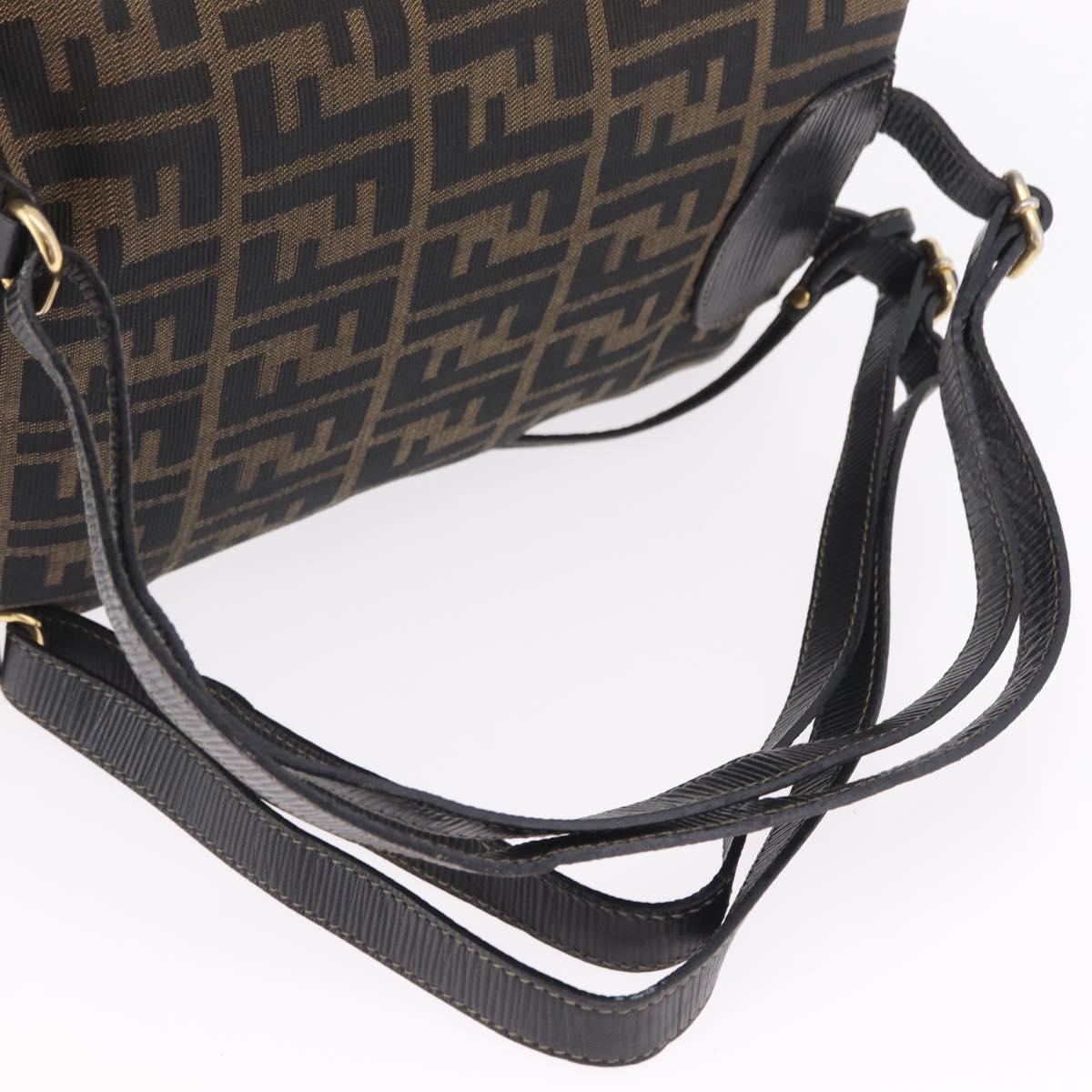 FENDI Zucca Canvas Backpack Black Gold Tone Auth bs37242