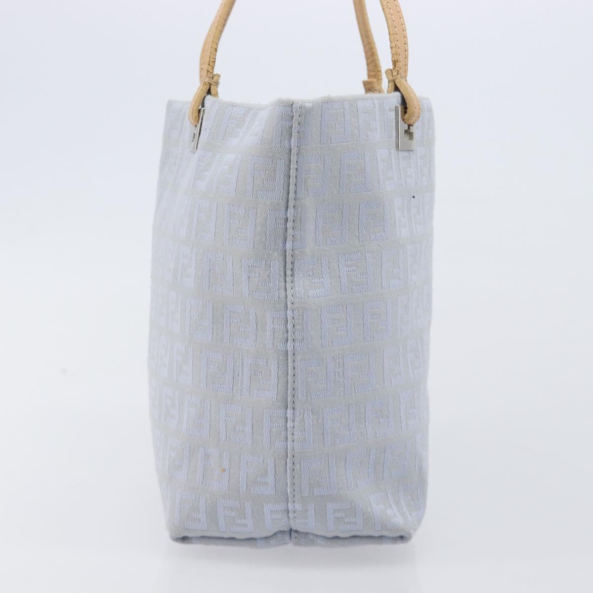 FENDI Zucchino Canvas Tote Bag Light Blue Silver 8BH079 Auth bs37243