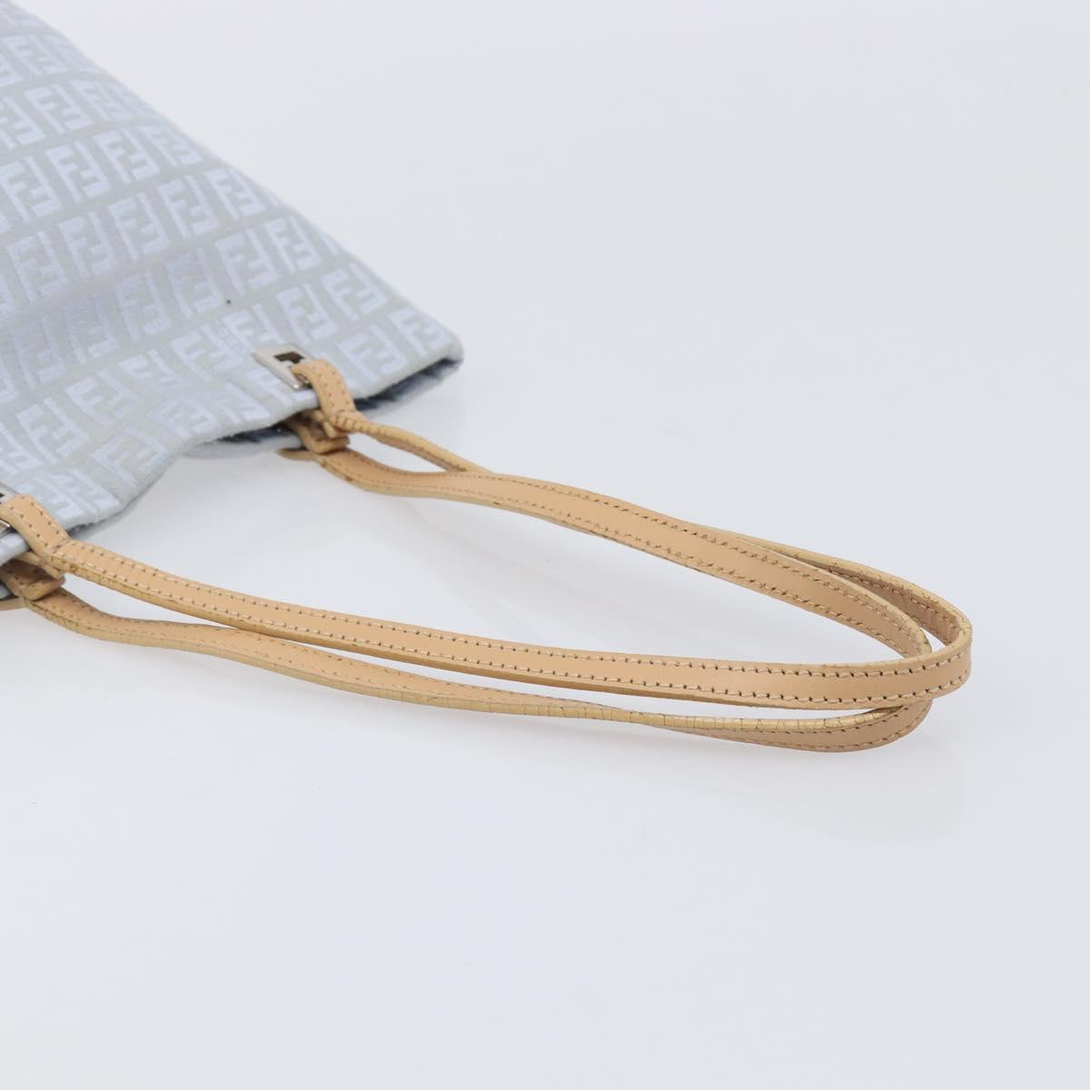 FENDI Zucchino Canvas Tote Bag Light Blue Silver 8BH079 Auth bs37243