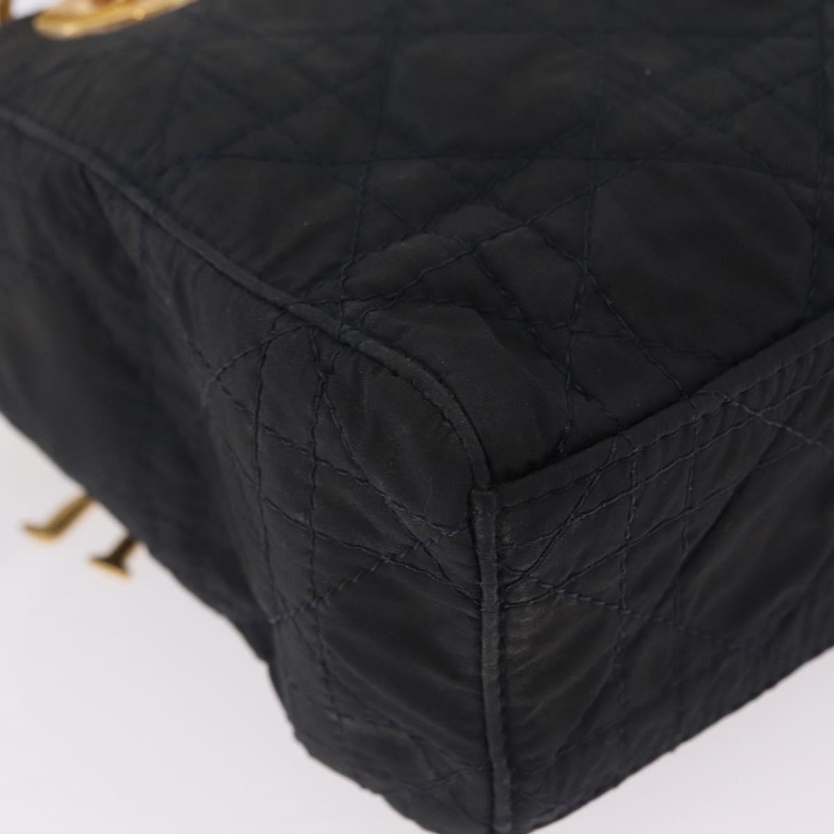 Christian Dior Canage Hand Bag Nylon 2way Navy Gold Tone Auth bs37244