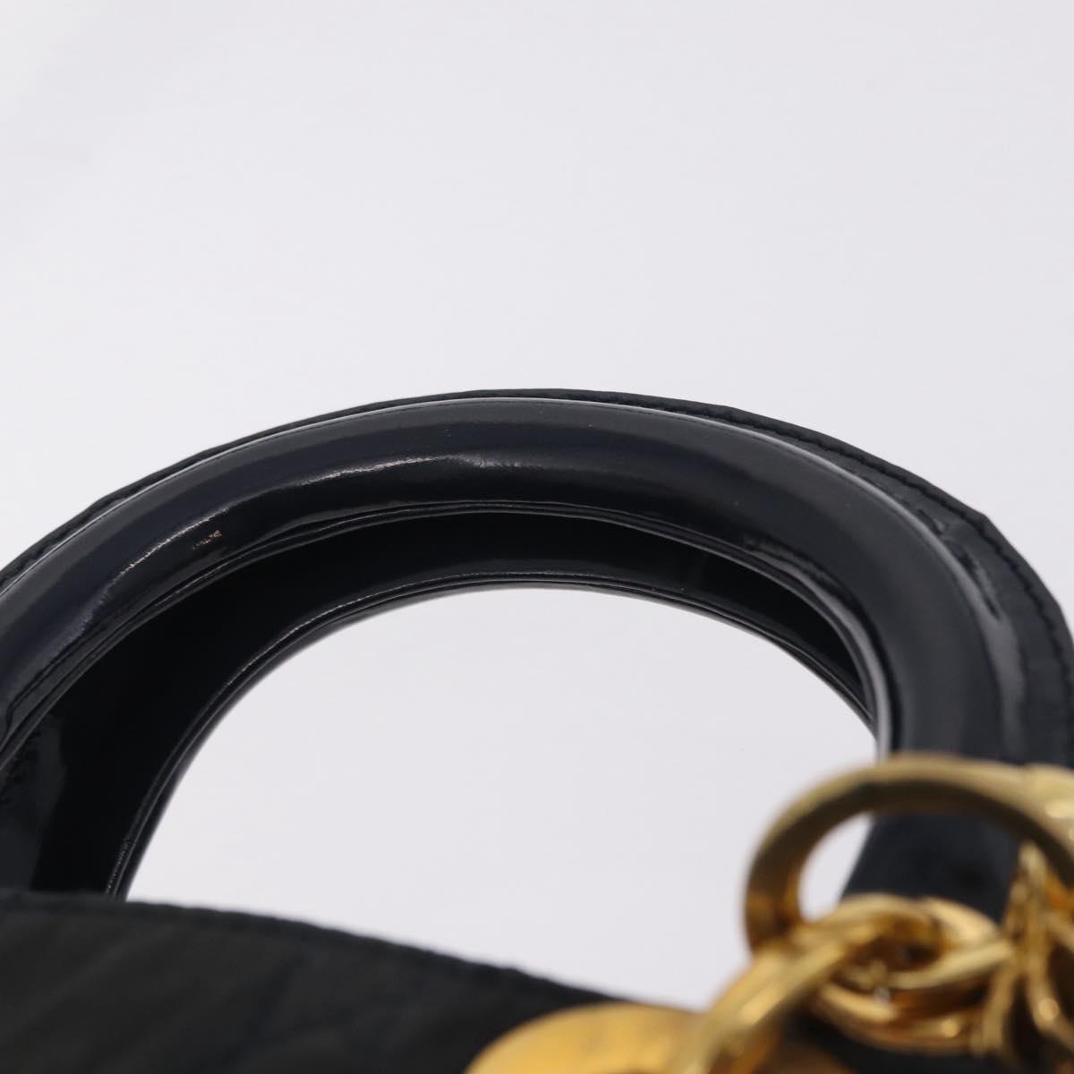 Christian Dior Canage Hand Bag Nylon 2way Navy Gold Tone Auth bs37244