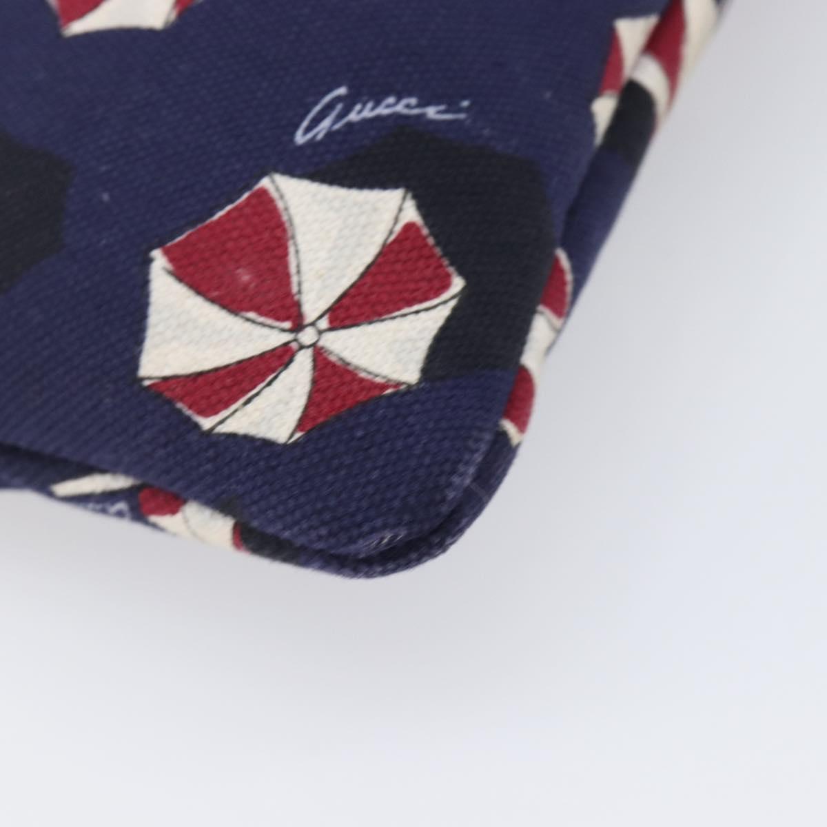 GUCCI Clutch Bag Canvas Navy Gold Tone 286209 Auth bs37249