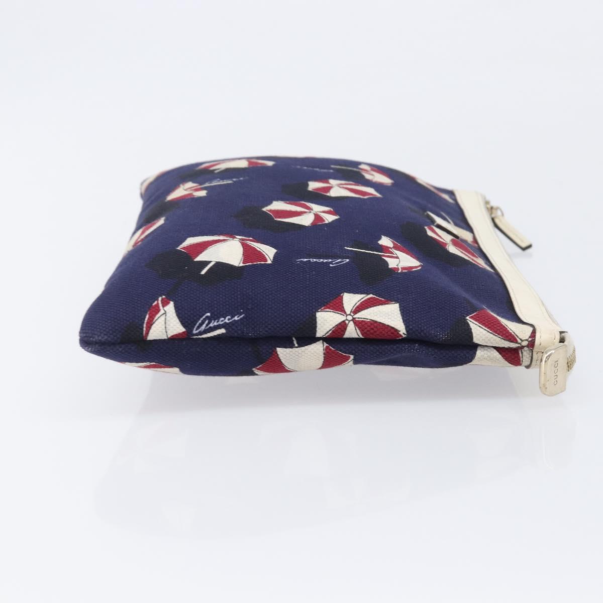GUCCI Clutch Bag Canvas Navy Gold Tone 286209 Auth bs37249