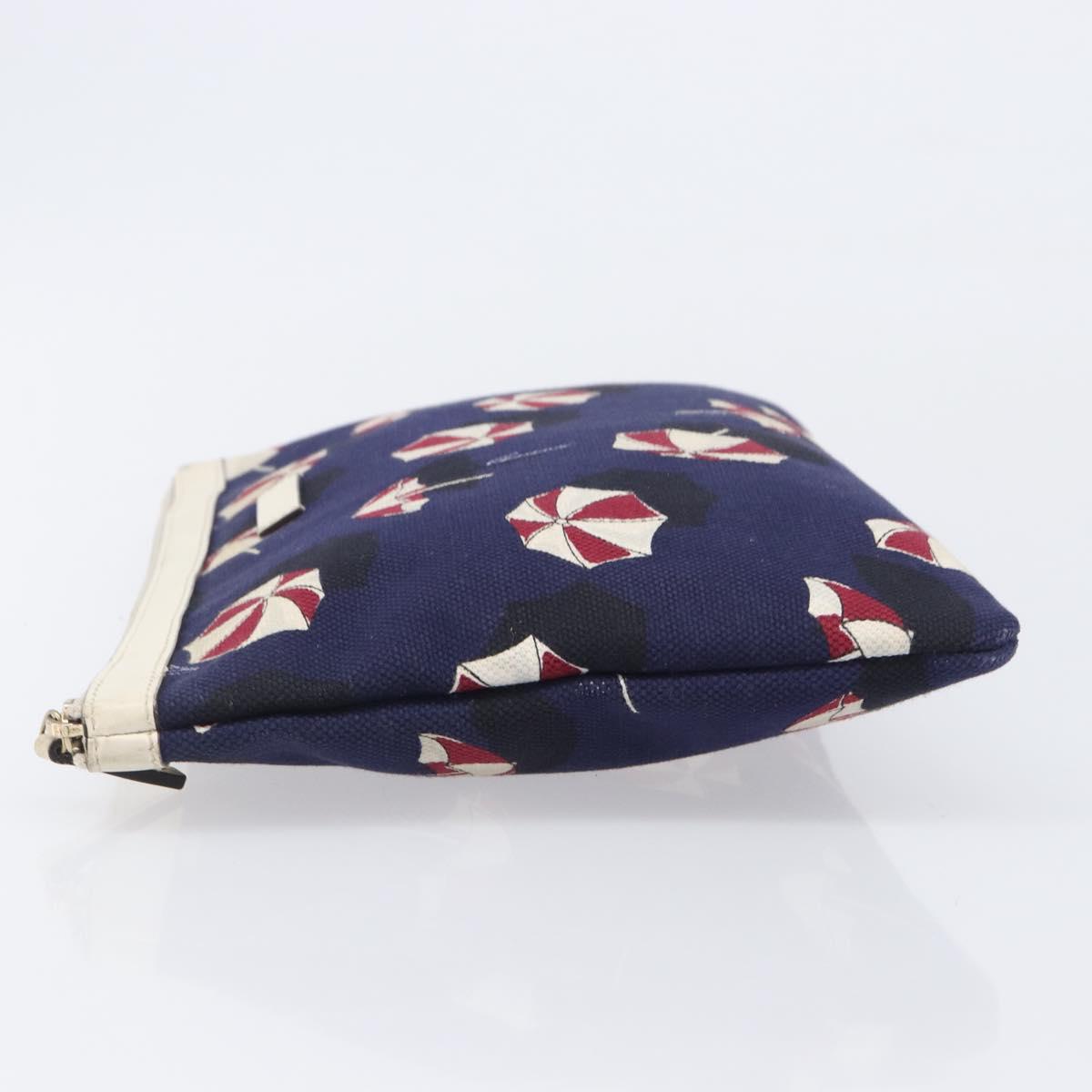 GUCCI Clutch Bag Canvas Navy Gold Tone 286209 Auth bs37249