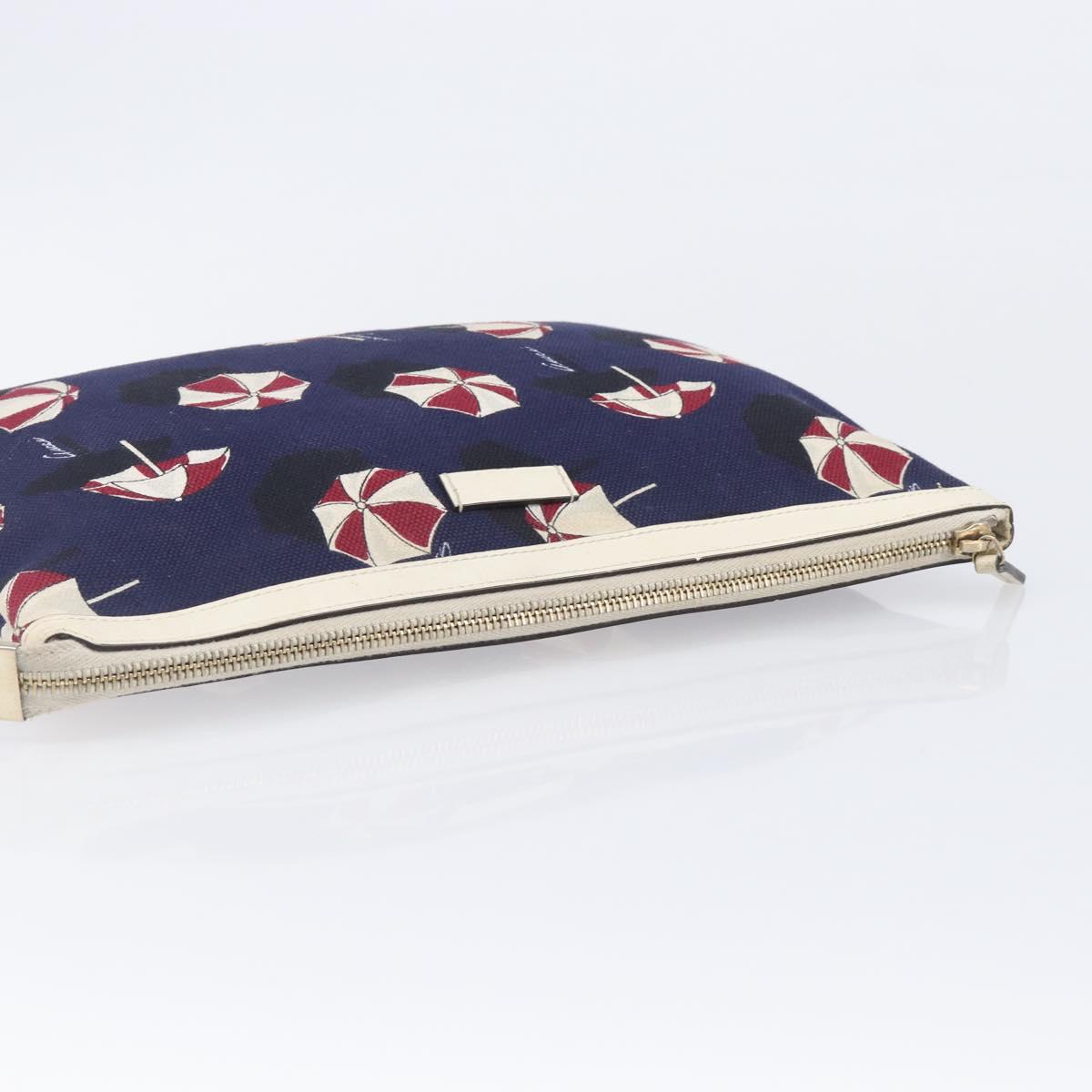 GUCCI Clutch Bag Canvas Navy Gold Tone 286209 Auth bs37249