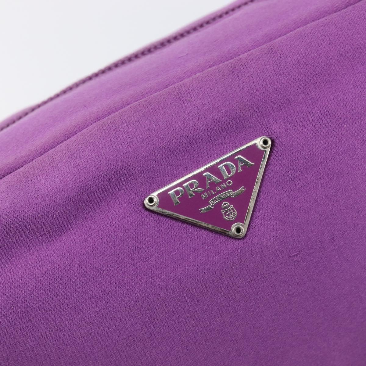 PRADA Pouch Satin Purple Silver Auth bs37251