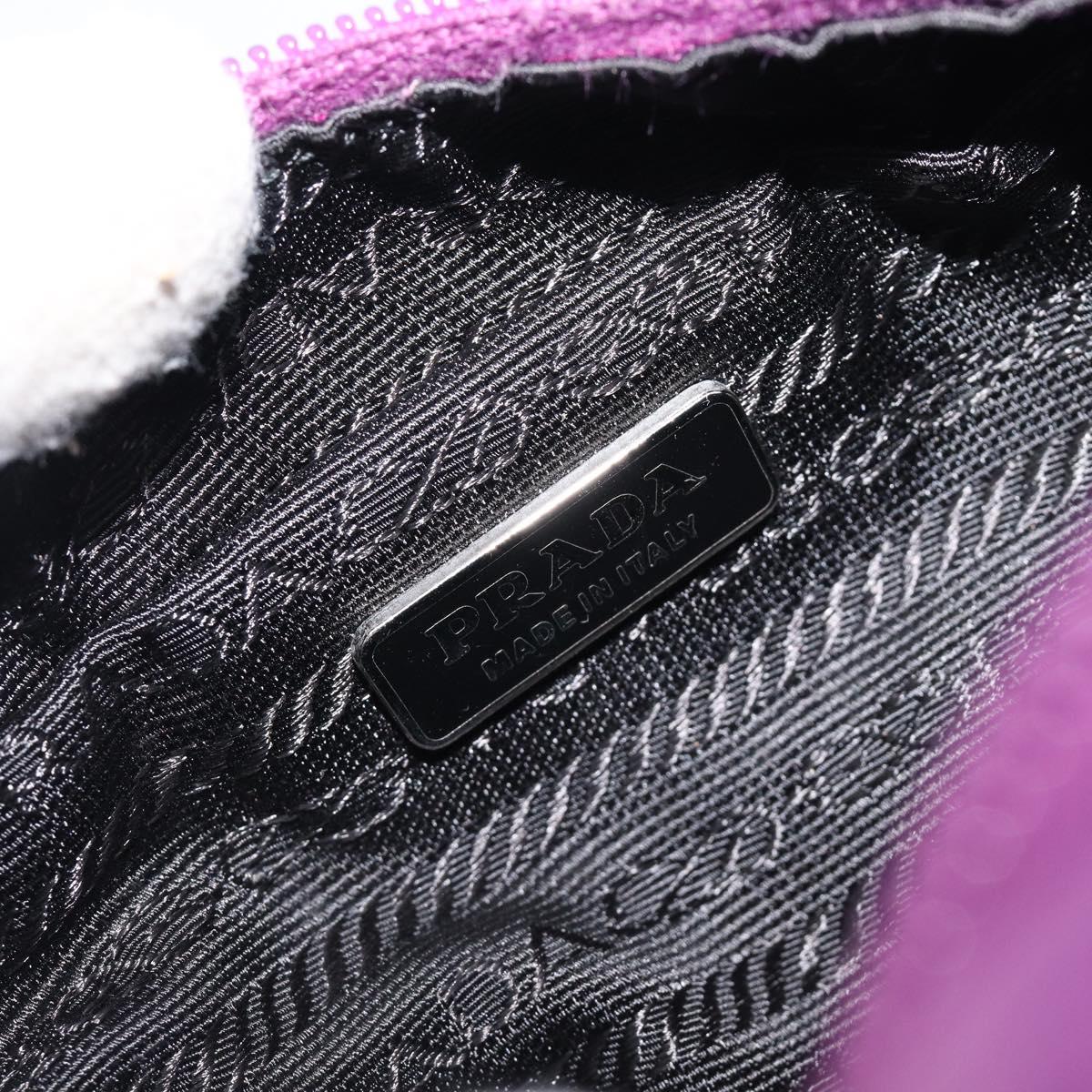 PRADA Pouch Satin Purple Silver Auth bs37251