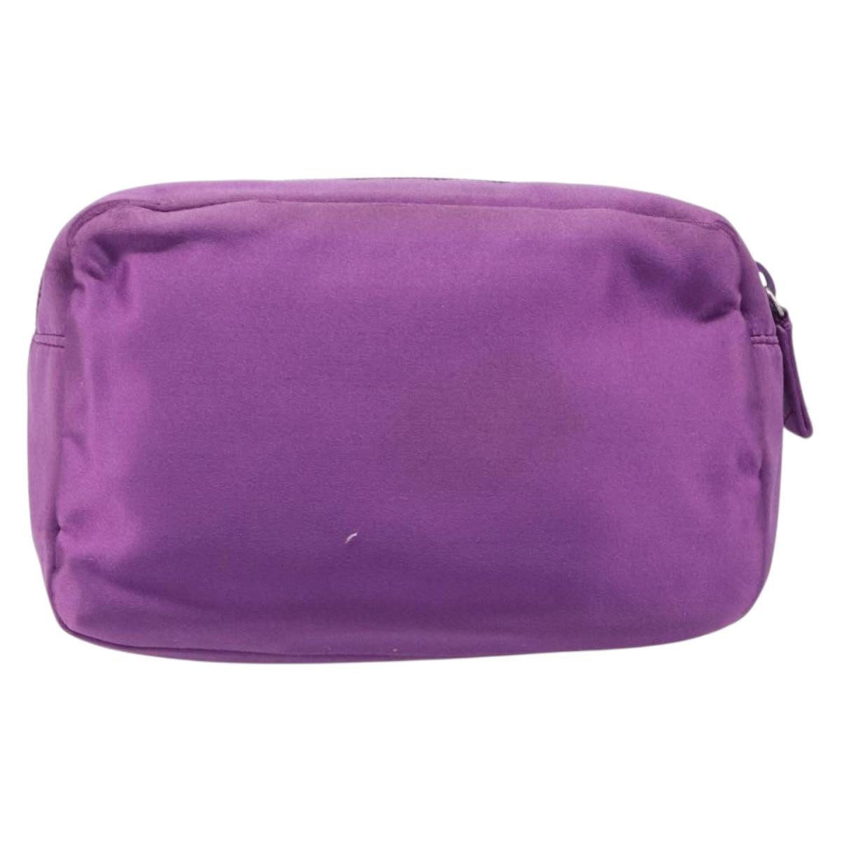 PRADA Pouch Satin Purple Silver Auth bs37251