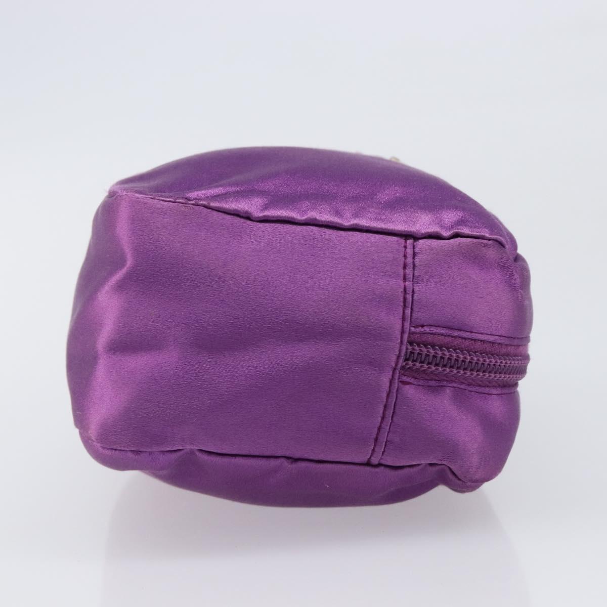 PRADA Pouch Satin Purple Silver Auth bs37251