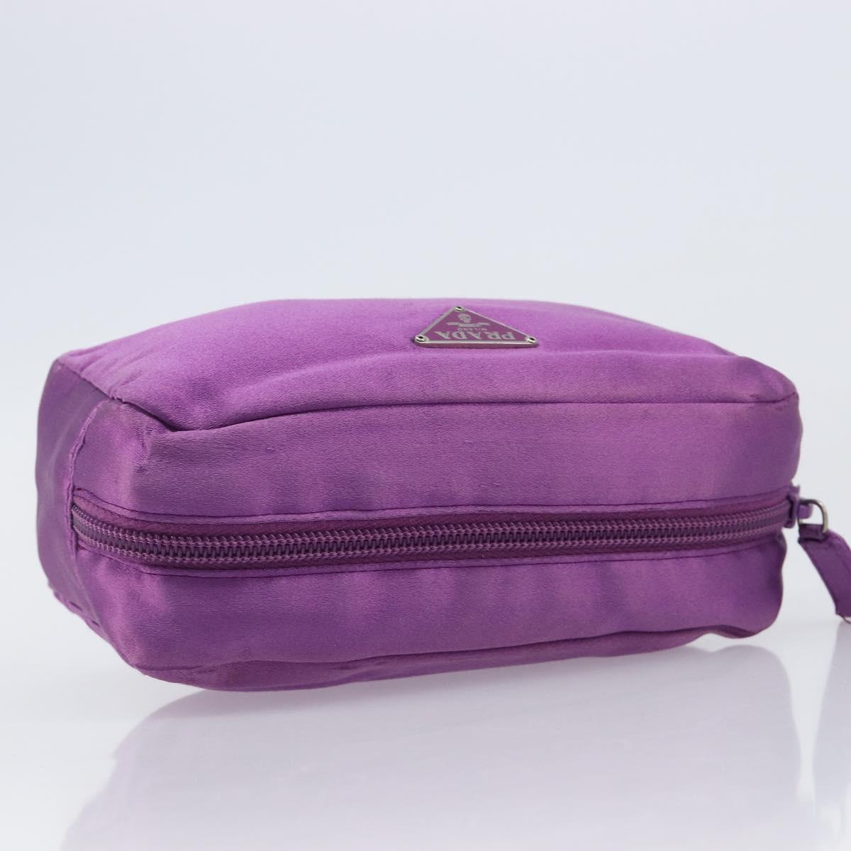 PRADA Pouch Satin Purple Silver Auth bs37251