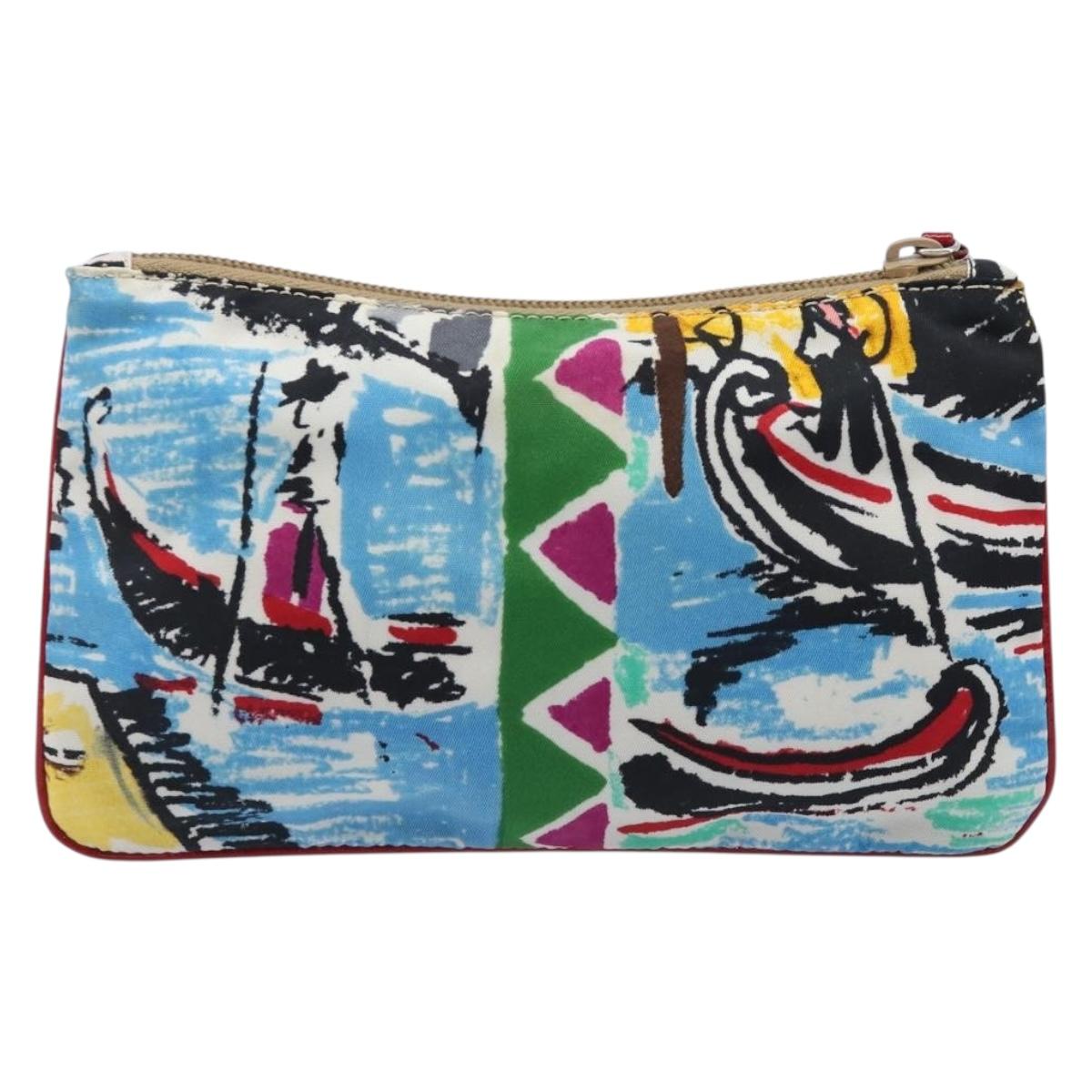PRADA Pouch Nylon Multicolor Silver Auth bs37253A