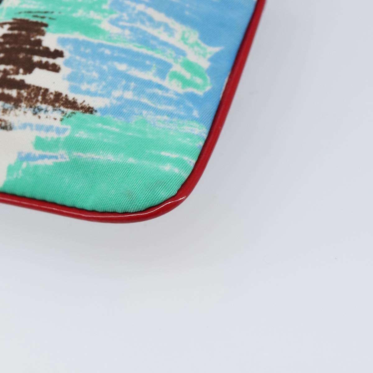 PRADA Pouch Nylon Multicolor Silver Auth bs37253A