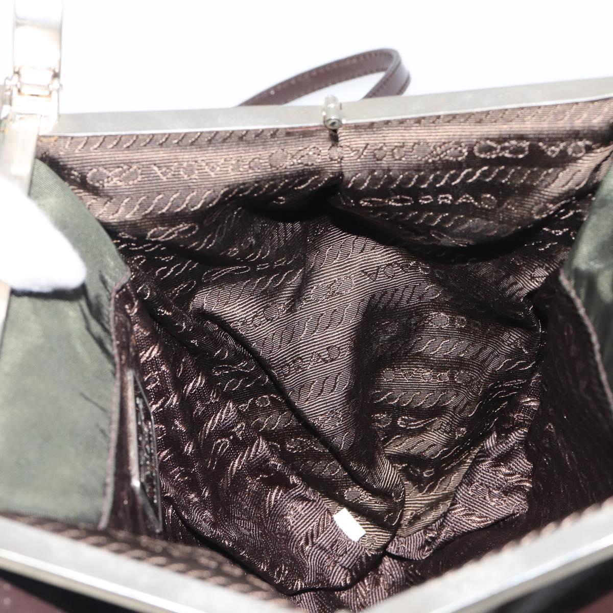 PRADA Shoulder Bag Nylon Green Silver Auth bs37254
