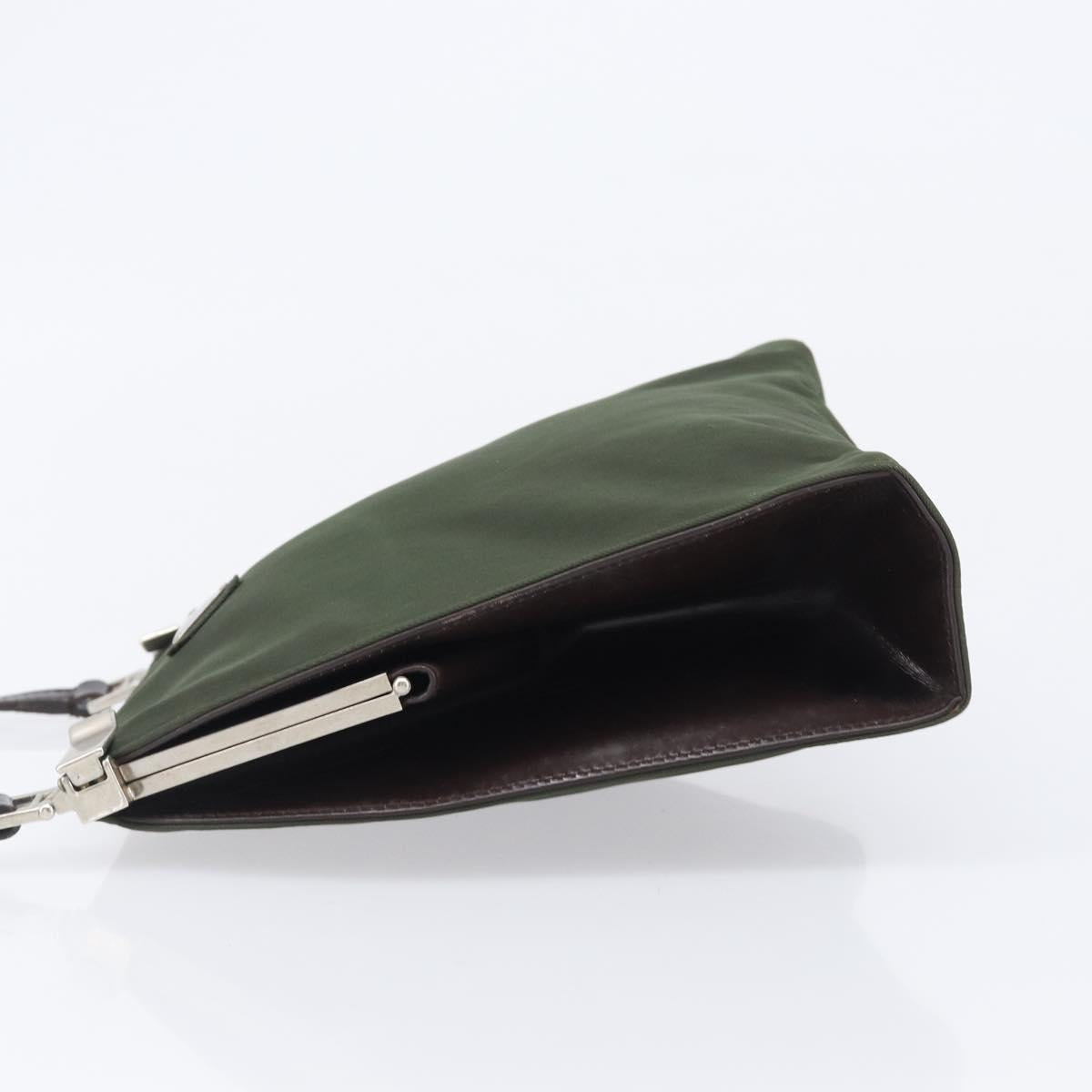 PRADA Shoulder Bag Nylon Green Silver Auth bs37254