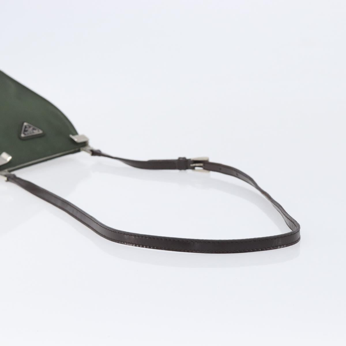 PRADA Shoulder Bag Nylon Green Silver Auth bs37254