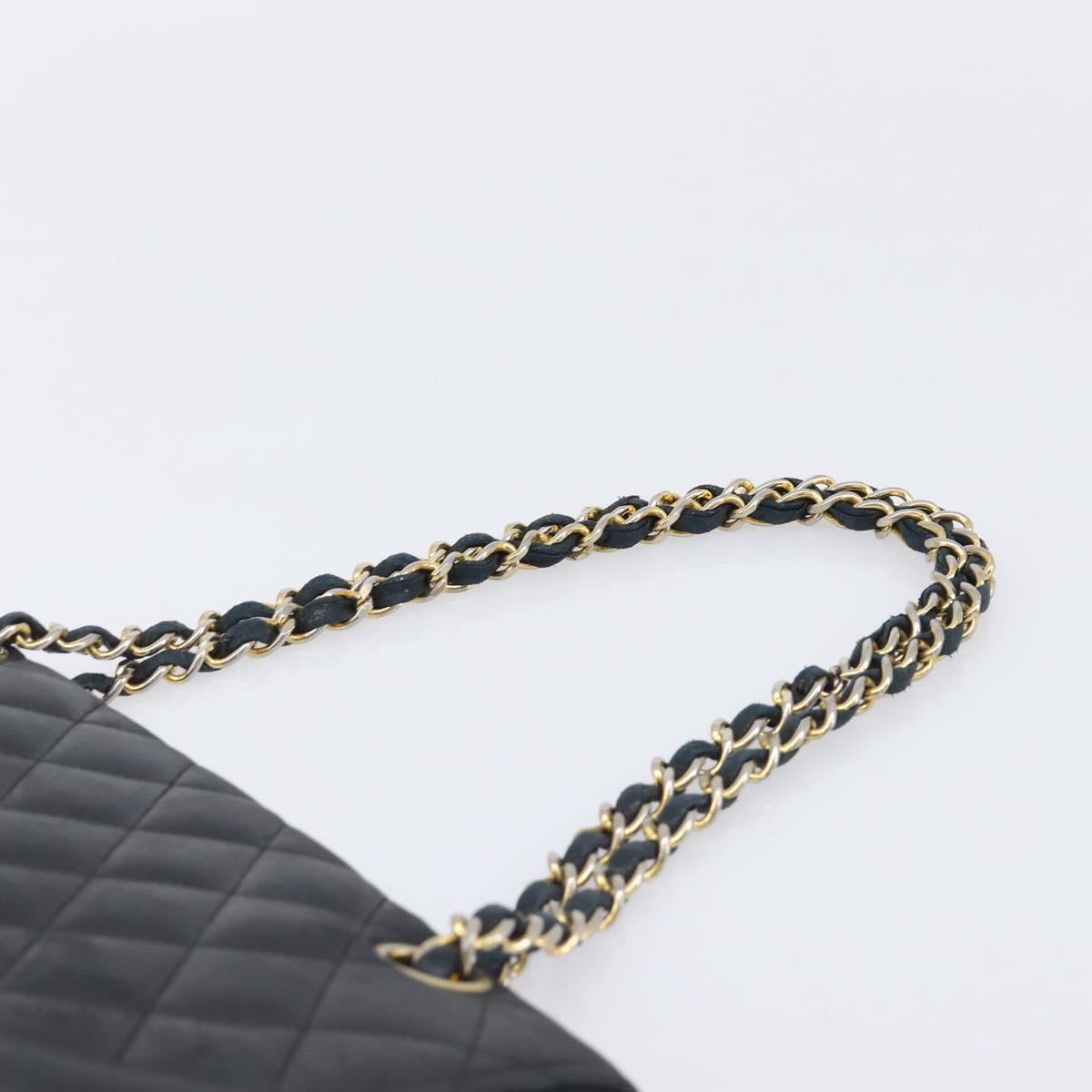 CHANEL Matelasse Chain Shoulder Bag Lamb Skin Black Gold Tone CC Auth bs37255