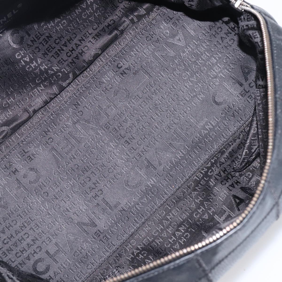 CHANEL Choco Bar Hand Bag Caviar Skin Black Silver CC Auth bs37256