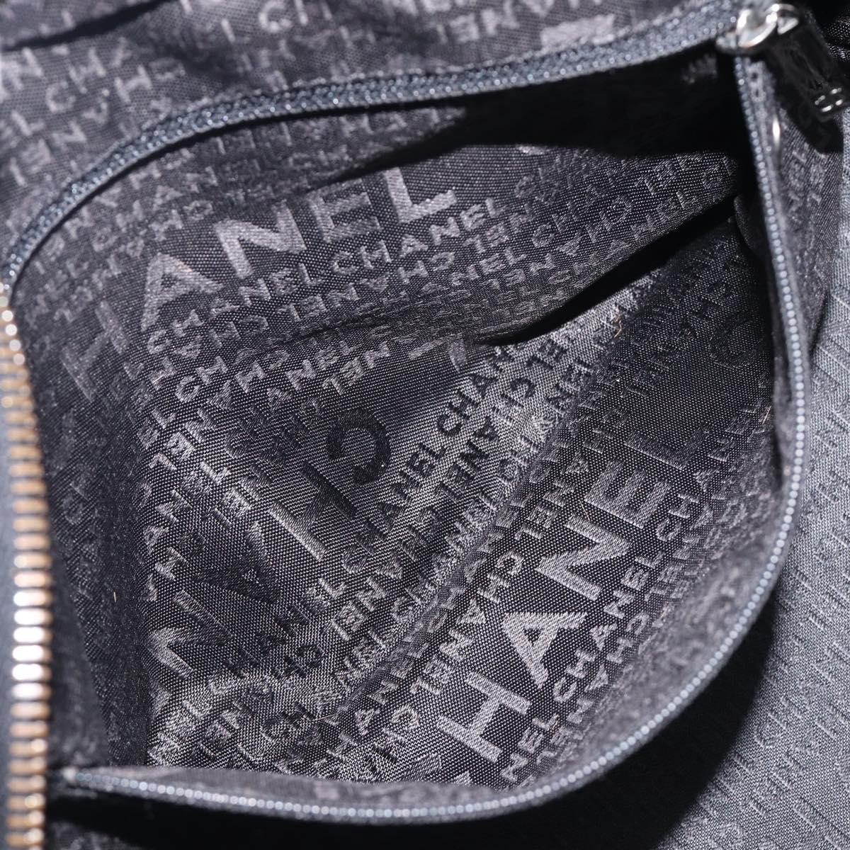CHANEL Choco Bar Hand Bag Caviar Skin Black Silver CC Auth bs37256