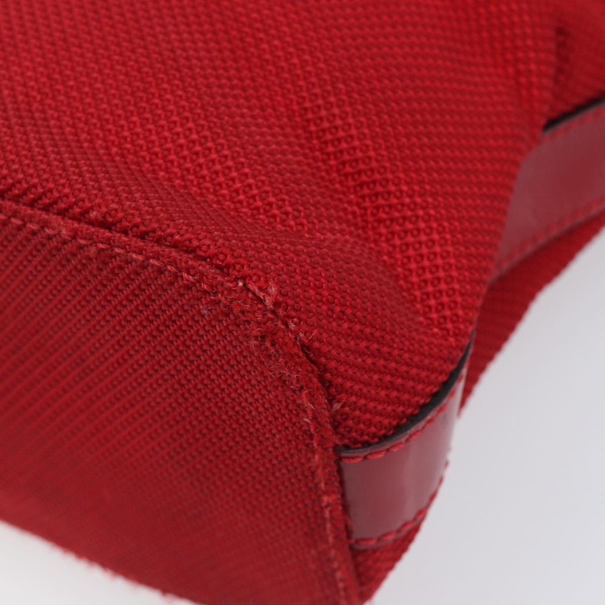 CELINE Hand Bag Canvas Red Silver Auth bs37258