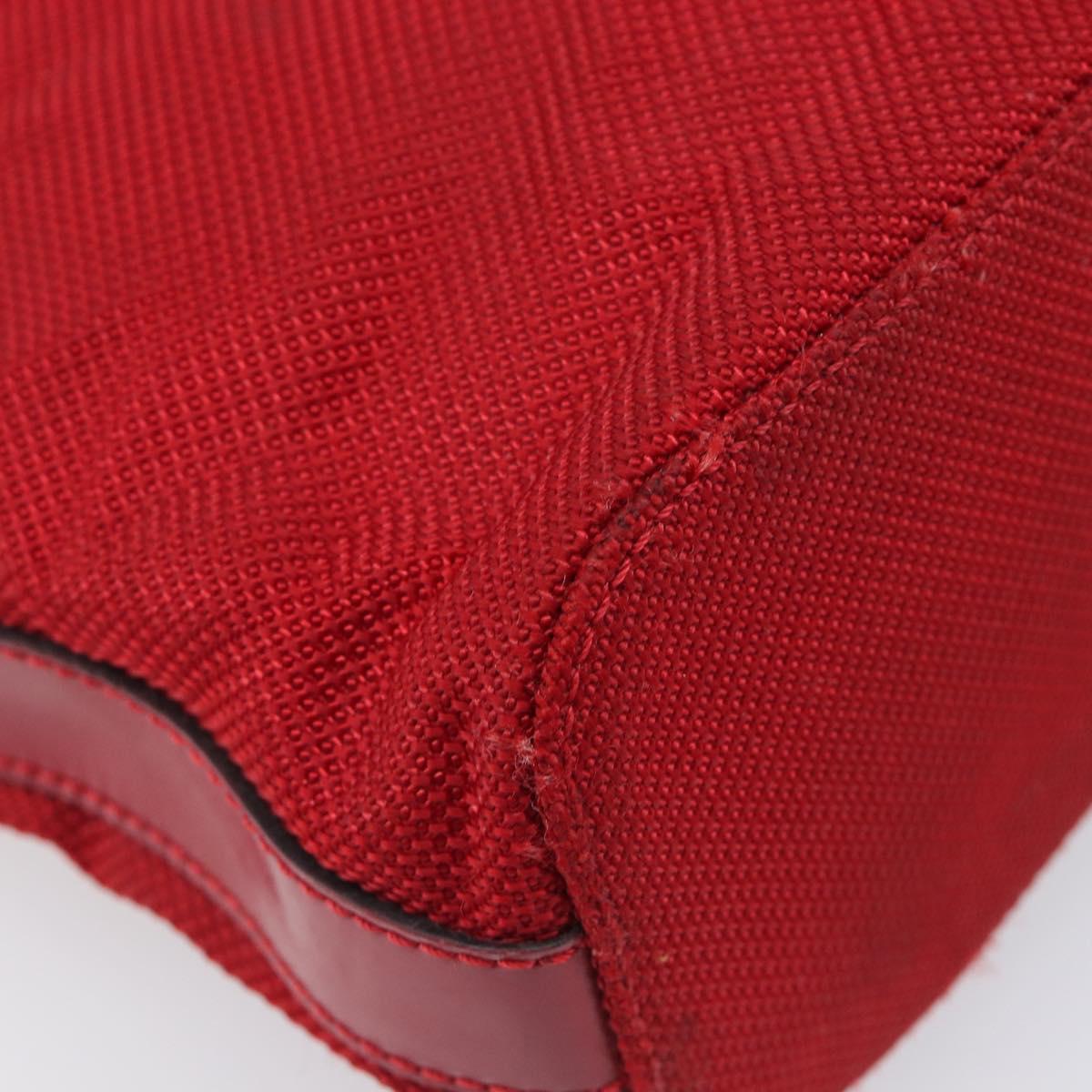 CELINE Hand Bag Canvas Red Silver Auth bs37258