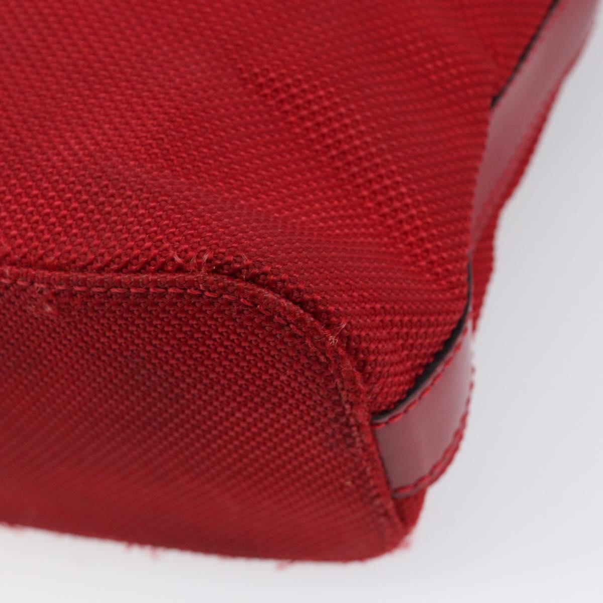 CELINE Hand Bag Canvas Red Silver Auth bs37258