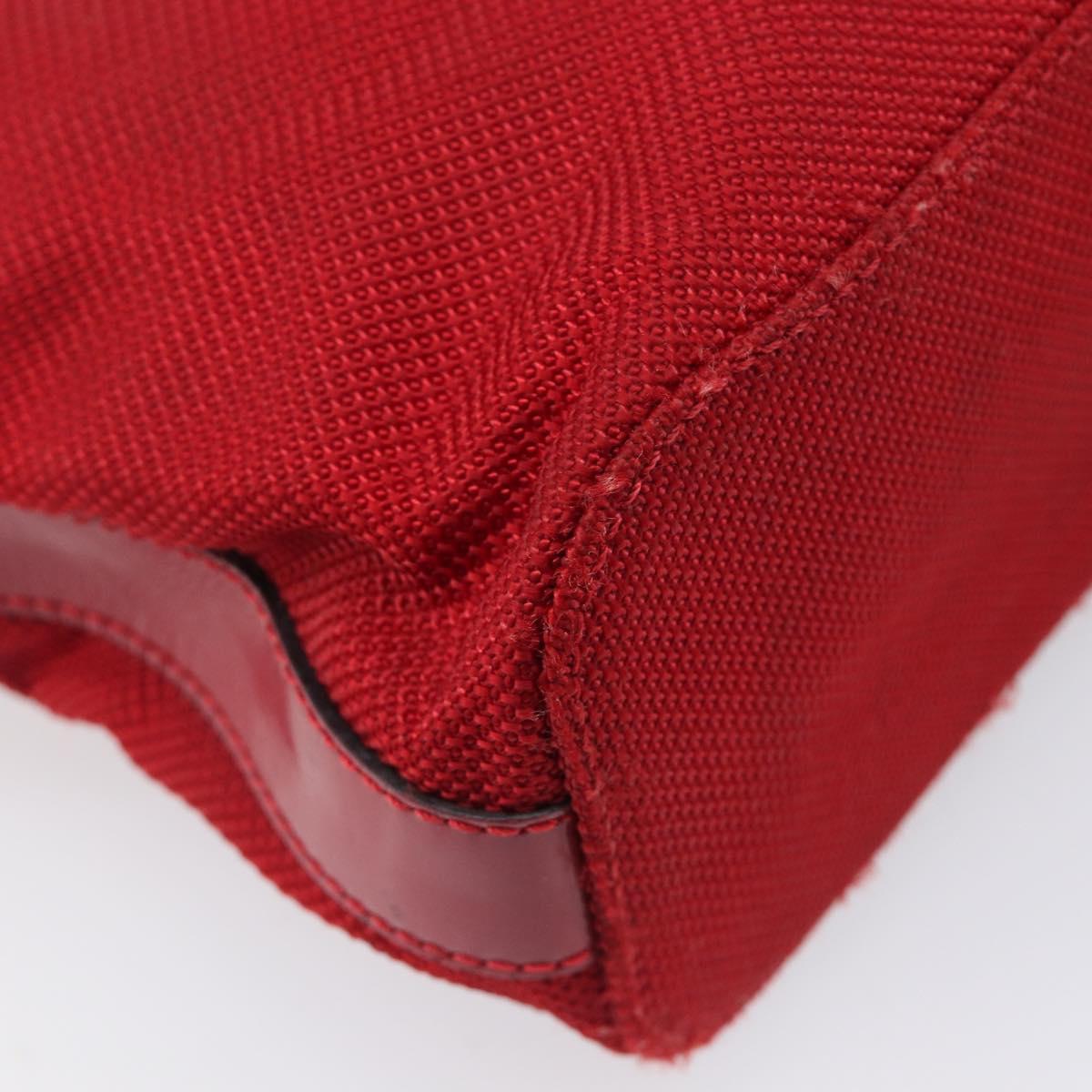 CELINE Hand Bag Canvas Red Silver Auth bs37258