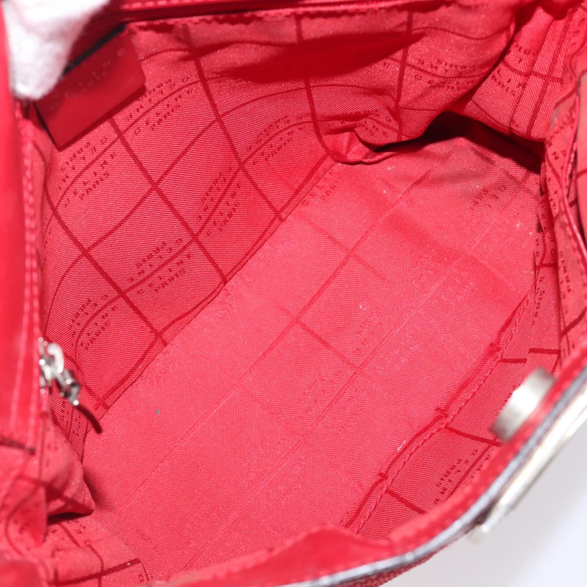 CELINE Hand Bag Canvas Red Silver Auth bs37258