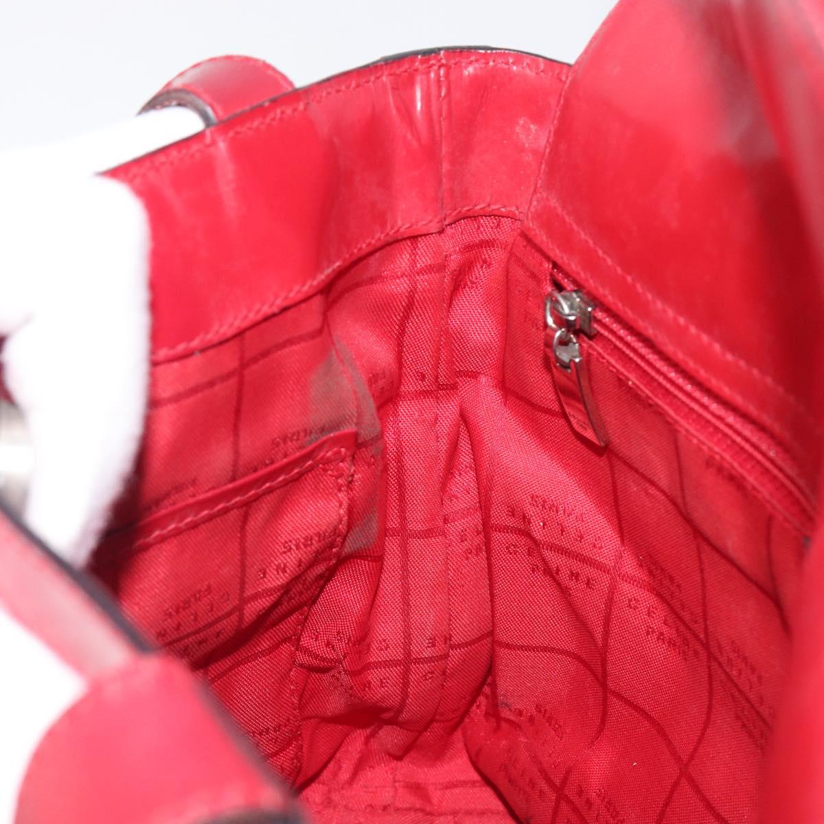 CELINE Hand Bag Canvas Red Silver Auth bs37258
