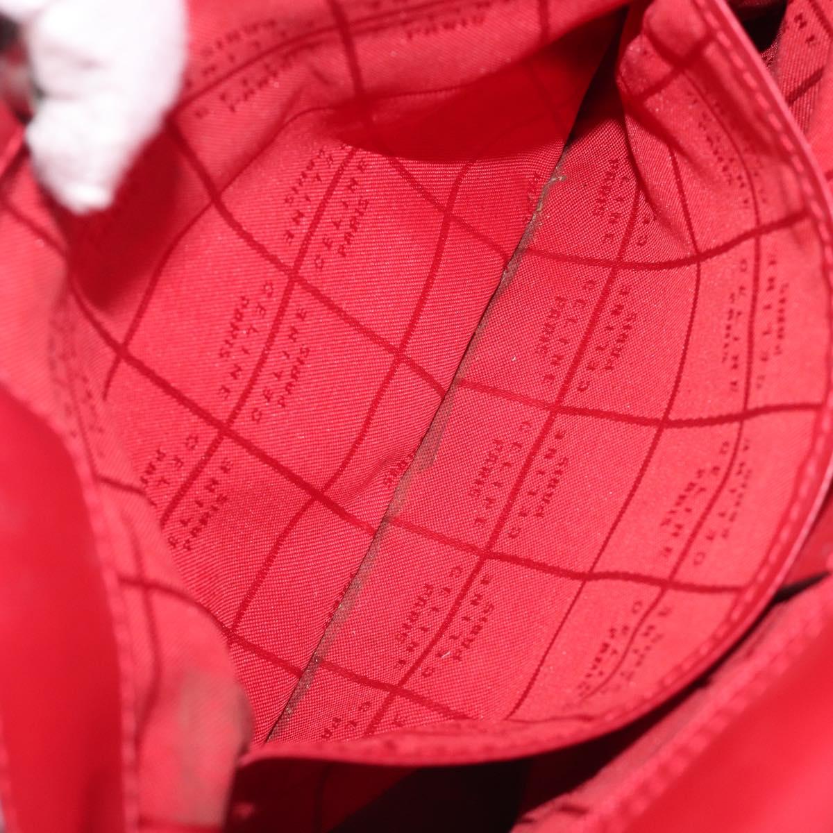 CELINE Hand Bag Canvas Red Silver Auth bs37258