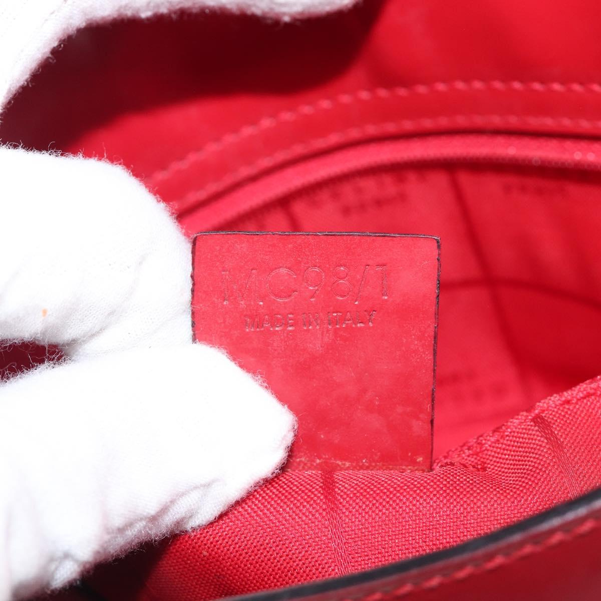 CELINE Hand Bag Canvas Red Silver Auth bs37258
