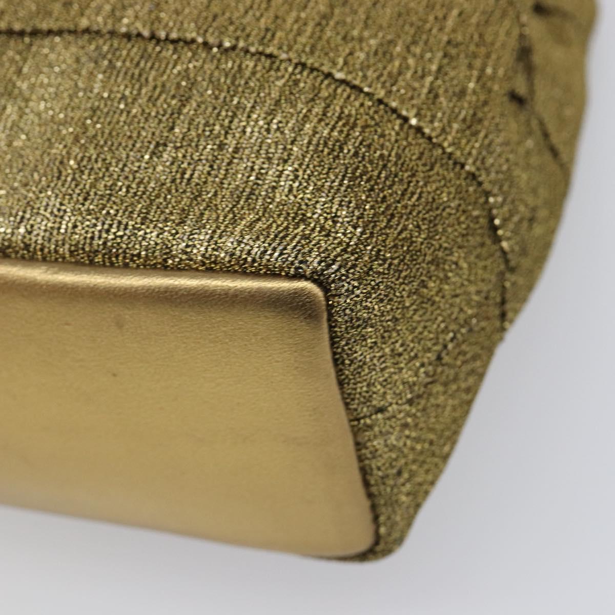 Salvatore Ferragamo Hand Bag Satin Gold Auth bs37259