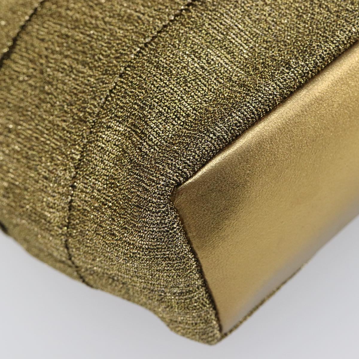 Salvatore Ferragamo Hand Bag Satin Gold Auth bs37259