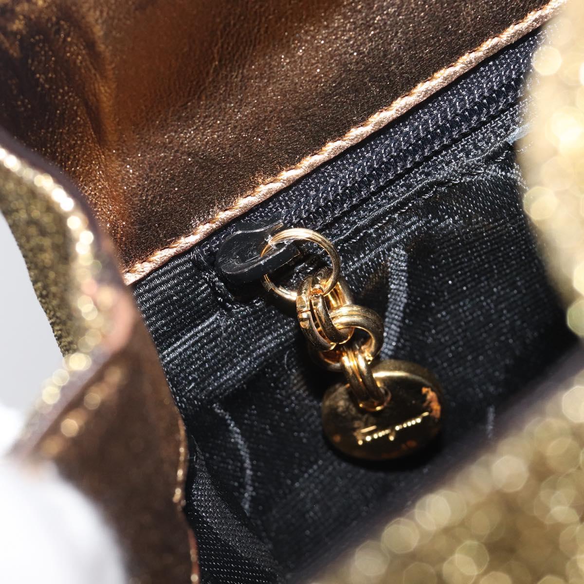 Salvatore Ferragamo Hand Bag Satin Gold Auth bs37259