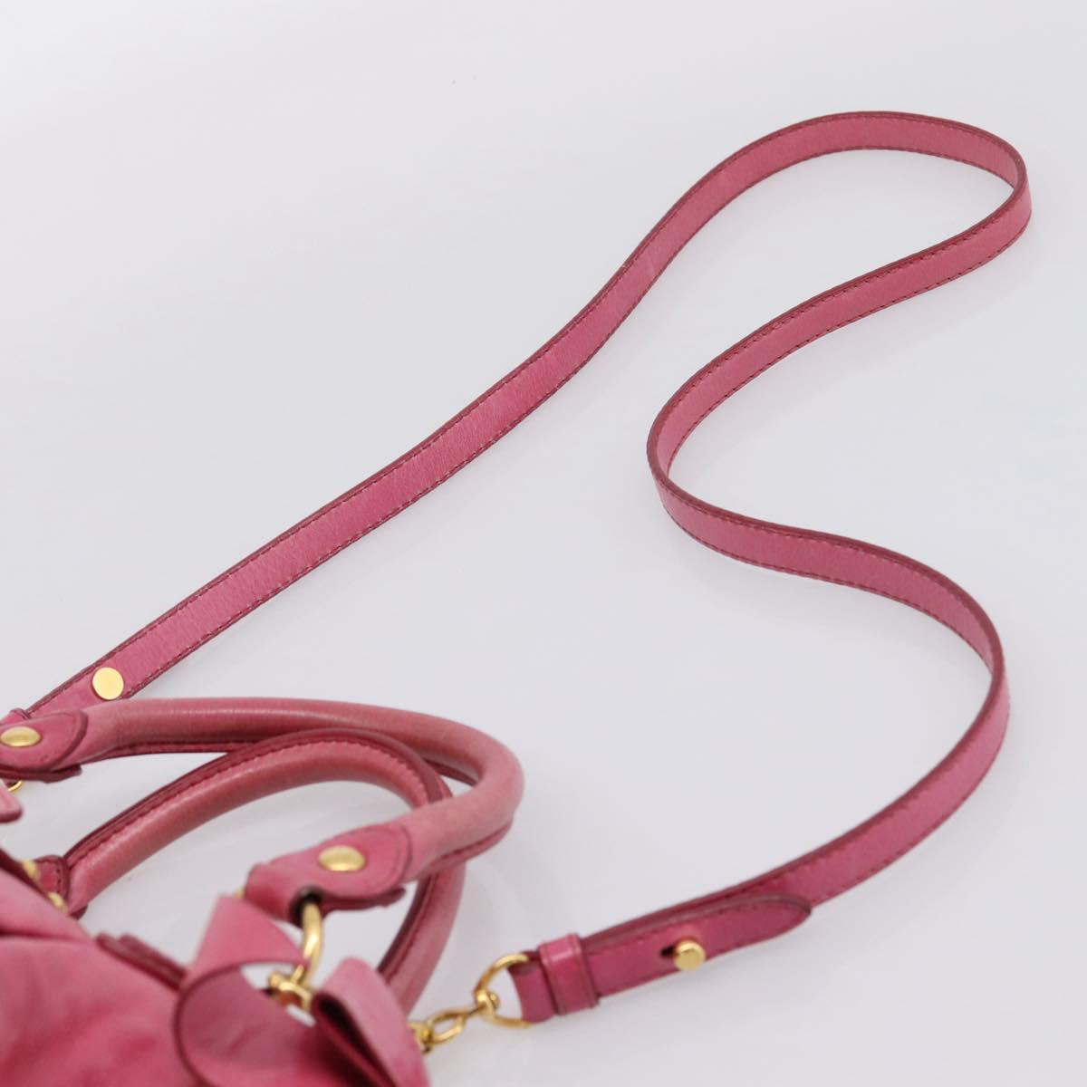 Miu Miu Hand Bag Leather 2way Pink Gold Tone Auth bs37260V