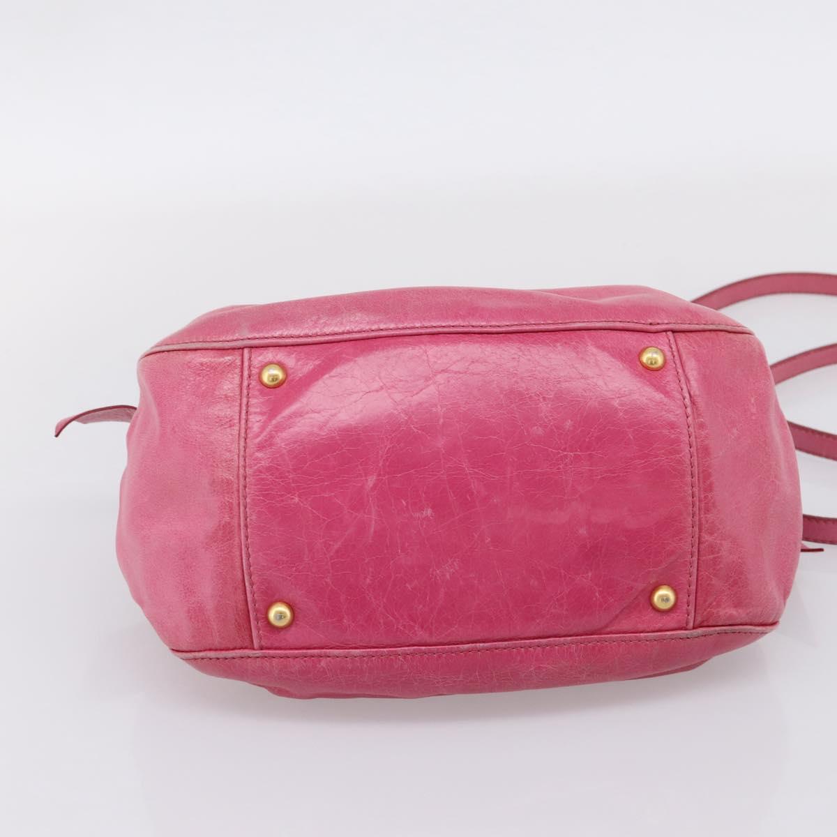 Miu Miu Hand Bag Leather 2way Pink Gold Tone Auth bs37260V