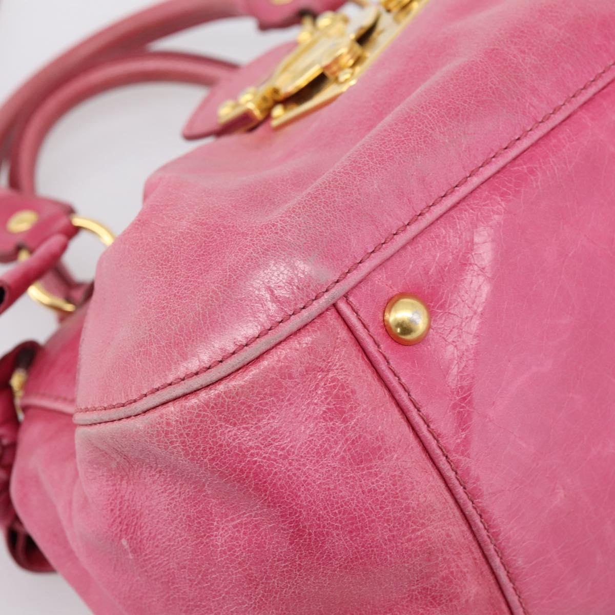 Miu Miu Hand Bag Leather 2way Pink Gold Tone Auth bs37260V