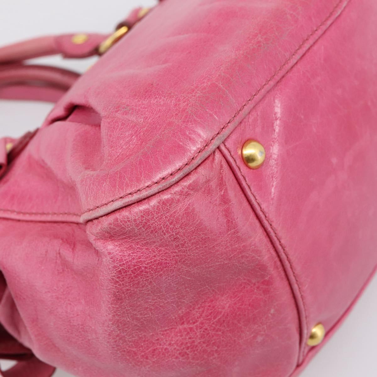 Miu Miu Hand Bag Leather 2way Pink Gold Tone Auth bs37260V