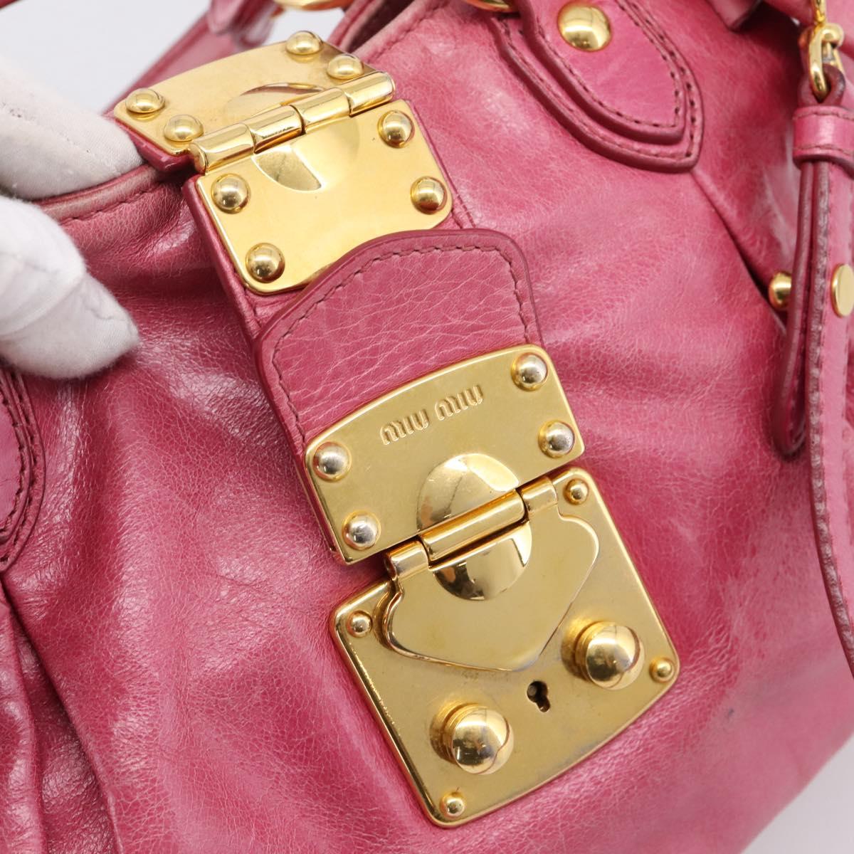 Miu Miu Hand Bag Leather 2way Pink Gold Tone Auth bs37260V